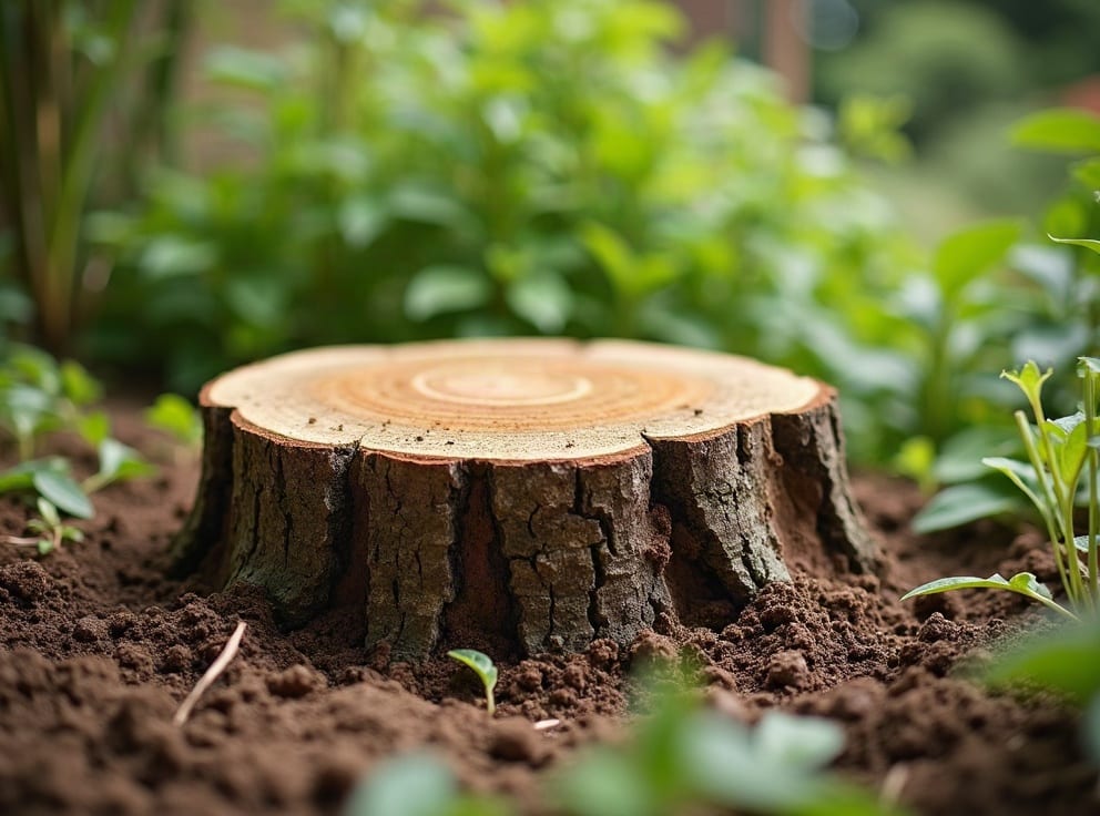 Ground out tree stump ready for replanting