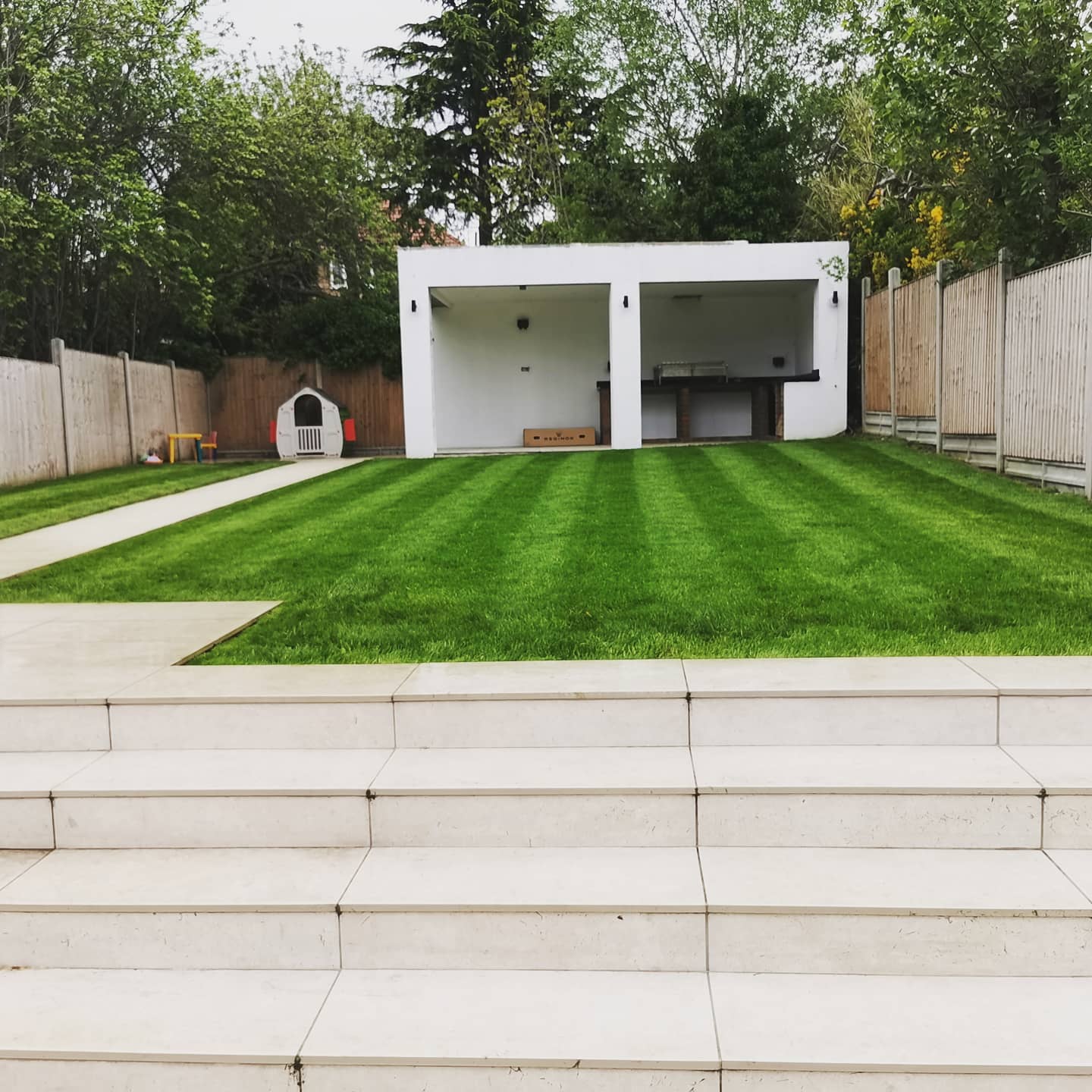 Freshly mown, crisply striped lawn